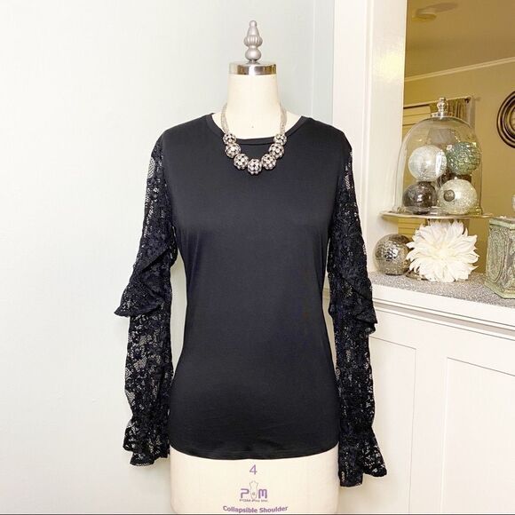 Stella and Dot Belle Black Lace Bell Sleeve Blouse XS - Picture 4 of 12